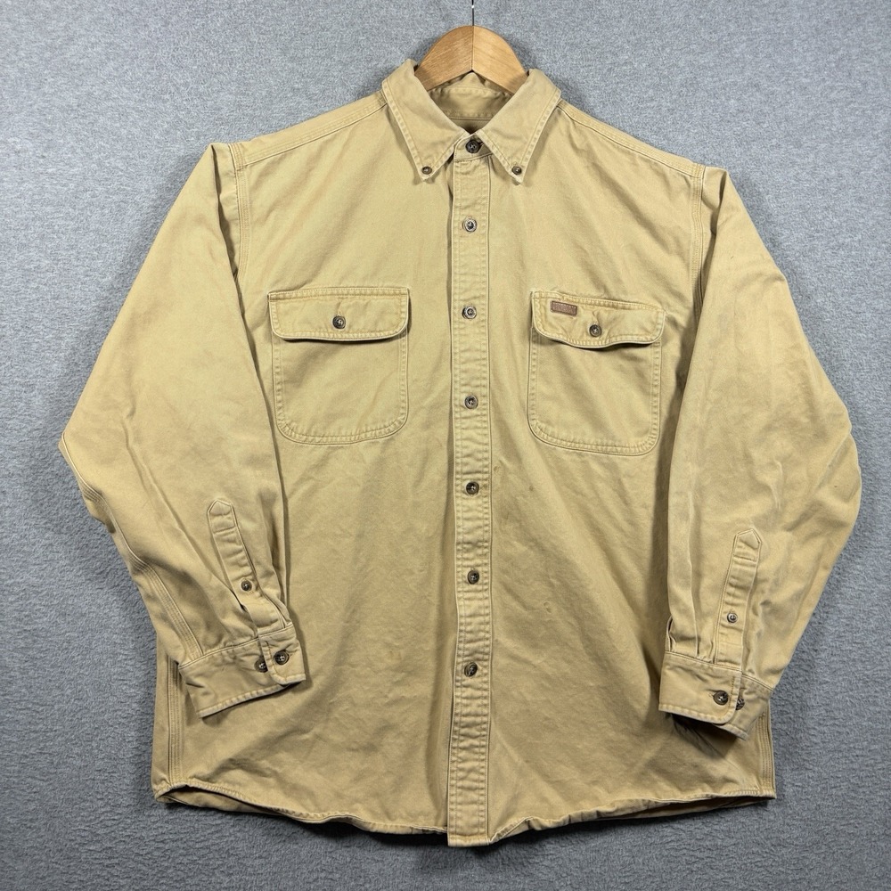 Vintage Carhartt S09 Canvas Work Shirt Mens XL Heavyweight Button Down Tan